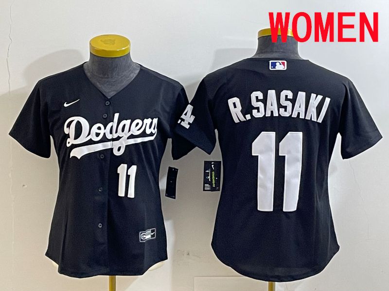 Women Los Angeles Dodgers 11 R.Sasaki Black Game 2025 Nike MLB Jersey style 4